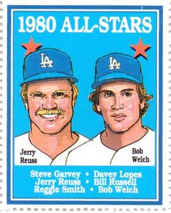 1992 Trak Auto Los Angeles Dodgers All-Star Stamps #NNO 1980 All-Stars Front