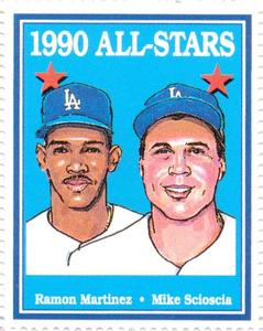 1992 Trak Auto Los Angeles Dodgers All-Star Stamps #NNO 1990 All-Stars Front