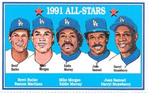 1992 Trak Auto Los Angeles Dodgers All-Star Stamps #NNO 1991 All-Stars Front