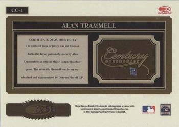 2004 Donruss Throwback Threads - Century Collection Material #CC-1 Alan Trammell Back