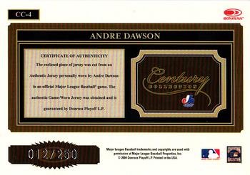 2004 Donruss Throwback Threads - Century Collection Material #CC-4 Andre Dawson Back