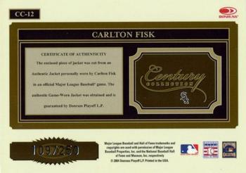 2004 Donruss Throwback Threads - Century Collection Material #CC-12 Carlton Fisk Back
