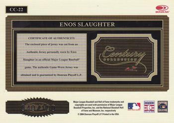 2004 Donruss Throwback Threads - Century Collection Material #CC-22 Enos Slaughter Back