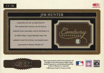 2004 Donruss Throwback Threads - Century Collection Material #CC-36 Catfish Hunter Back