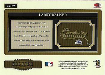 2004 Donruss Throwback Threads - Century Collection Material #CC-49 Larry Walker Back