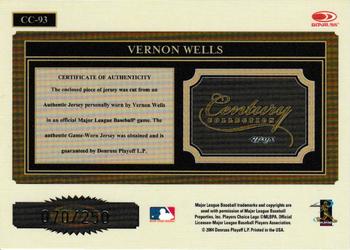 2004 Donruss Throwback Threads - Century Collection Material #CC-93 Vernon Wells Back
