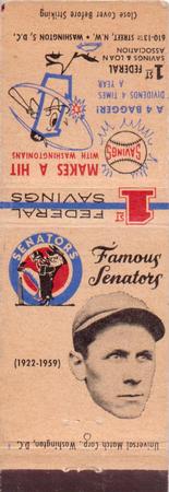 1960 Universal Match Famous Washington Senators #NNO Ossie Bluege Front