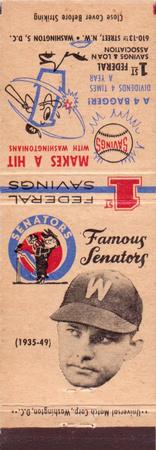 1960 Universal Match Famous Washington Senators #NNO Buddy Lewis Front