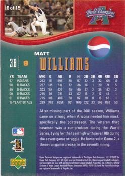 2002 Upper Deck Pepsi Arizona Diamondbacks #6 Matt Williams Back