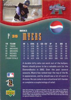 2002 Upper Deck Pepsi Arizona Diamondbacks #9 Mike Myers Back