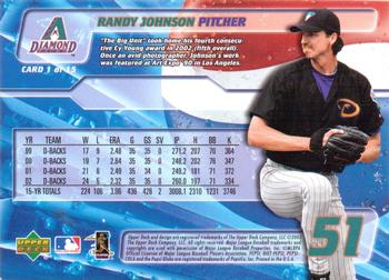 2003 Upper Deck Pepsi Arizona Diamondbacks #1 Randy Johnson Back