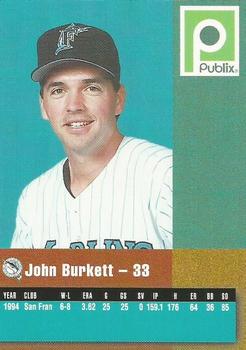 1995 Publix Florida Marlins #NNO John Burkett Back