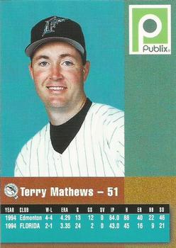 1995 Publix Florida Marlins #NNO Terry Mathews Back