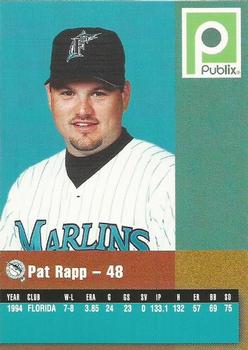 1995 Publix Florida Marlins #NNO Pat Rapp Back
