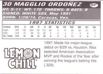 1998 Lemon Chill Chicago White Sox #NNO Magglio Ordonez Back