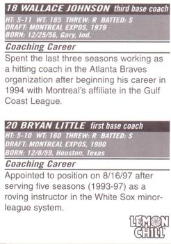 1998 Lemon Chill Chicago White Sox #NNO Wallace Johnson / Bryan Little Back