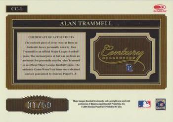 2004 Donruss Throwback Threads - Century Collection Material Combo #CC-1 Alan Trammell Back
