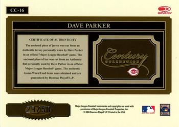 2004 Donruss Throwback Threads - Century Collection Material Combo #CC-16 Dave Parker Back