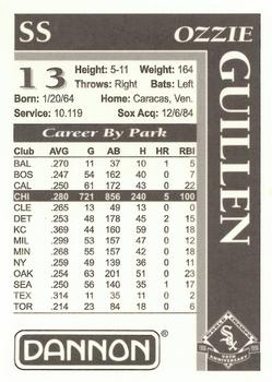 1996 Dannon Chicago White Sox #NNO Ozzie Guillen Back