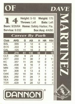 1996 Dannon Chicago White Sox #NNO Dave Martinez Back