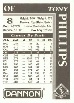 1996 Dannon Chicago White Sox #NNO Tony Phillips Back