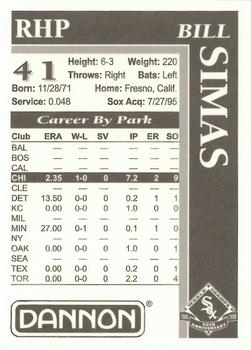 1996 Dannon Chicago White Sox #NNO Bill Simas Back