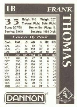 1996 Dannon Chicago White Sox #NNO Frank Thomas Back