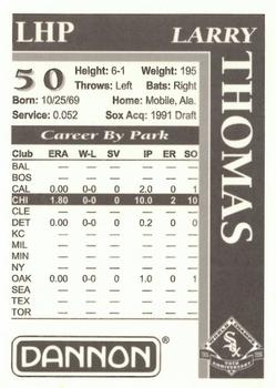 1996 Dannon Chicago White Sox #NNO Larry Thomas Back