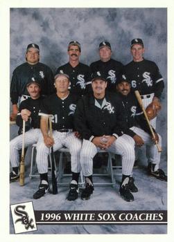 1996 Dannon Chicago White Sox #NNO Coaches (Mark Salas / Bill Buckner / Mike Pazik / Roly de Armas / Doug Mansolino / Joe Nossek / Terry Bevington / Ron Jackson) Front