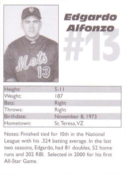 2001 Palm Beach Post New York Mets #NNO Edgardo Alfonzo Back