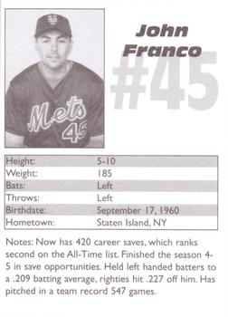 2001 Palm Beach Post New York Mets #NNO John Franco Back