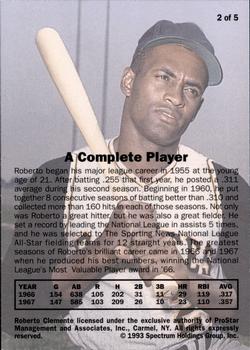 1993 Spectrum All-Time Greats Roberto Clemente #2 Roberto Clemente Back