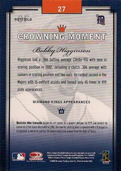 2003 Donruss Diamond Kings #27 Bobby Higginson Back