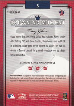 2003 Donruss Diamond Kings #3 Troy Glaus Back