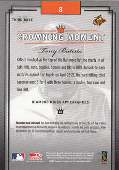 2003 Donruss Diamond Kings #8 Tony Batista Back
