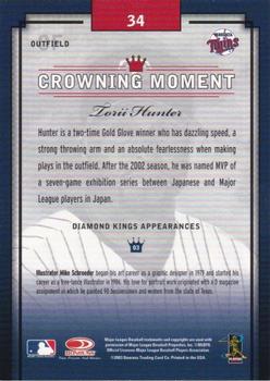 2003 Donruss Diamond Kings #34 Torii Hunter Back