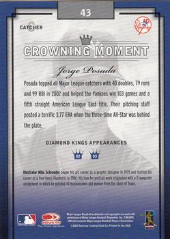 2003 Donruss Diamond Kings #43 Jorge Posada Back