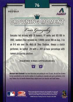 2003 Donruss Diamond Kings #76 Luis Gonzalez Back