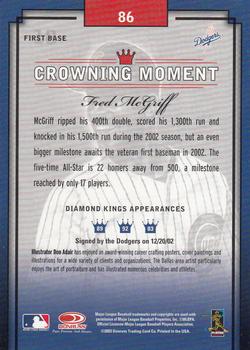 2003 Donruss Diamond Kings #86 Fred McGriff Back