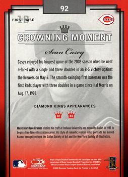 2003 Donruss Diamond Kings #92 Sean Casey Back