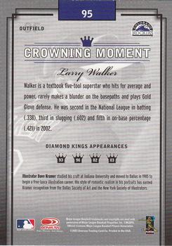 2003 Donruss Diamond Kings #95 Larry Walker Back
