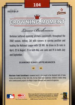 2003 Donruss Diamond Kings #104 Lance Berkman Back