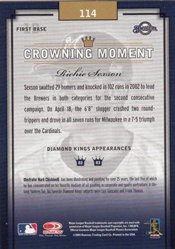 2003 Donruss Diamond Kings #114 Richie Sexson Back