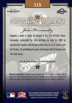 2003 Donruss Diamond Kings #115 Jose Hernandez Back