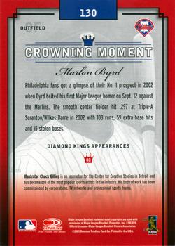 2003 Donruss Diamond Kings #130 Marlon Byrd Back