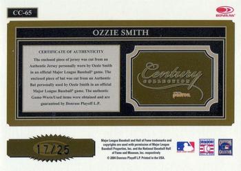 2004 Donruss Throwback Threads - Century Collection Material Combo Prime #CC-65 Ozzie Smith Back