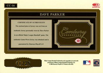 2004 Donruss Throwback Threads - Century Collection Material Prime #CC-16 Dave Parker Back