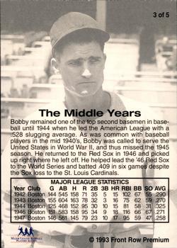 1993 Front Row Premium All-Time Greats Bobby Doerr #3 Bobby Doerr Back