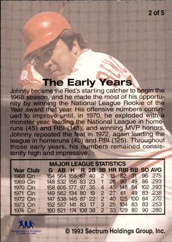 1993 Front Row Premium All-Time Greats Johnny Bench #2 Johnny Bench Back