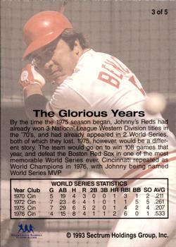 1993 Front Row Premium All-Time Greats Johnny Bench #3 Johnny Bench Back
